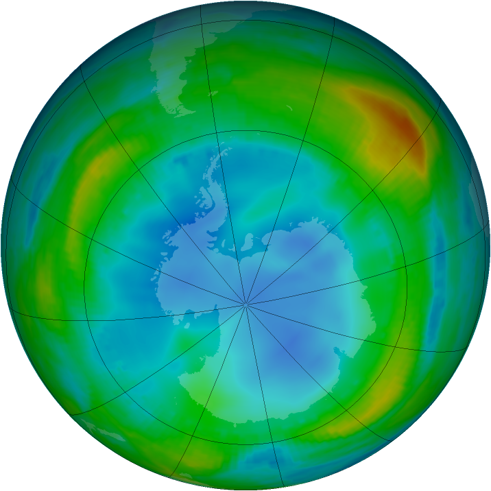 Antarctic ozone map for 21 July 1999